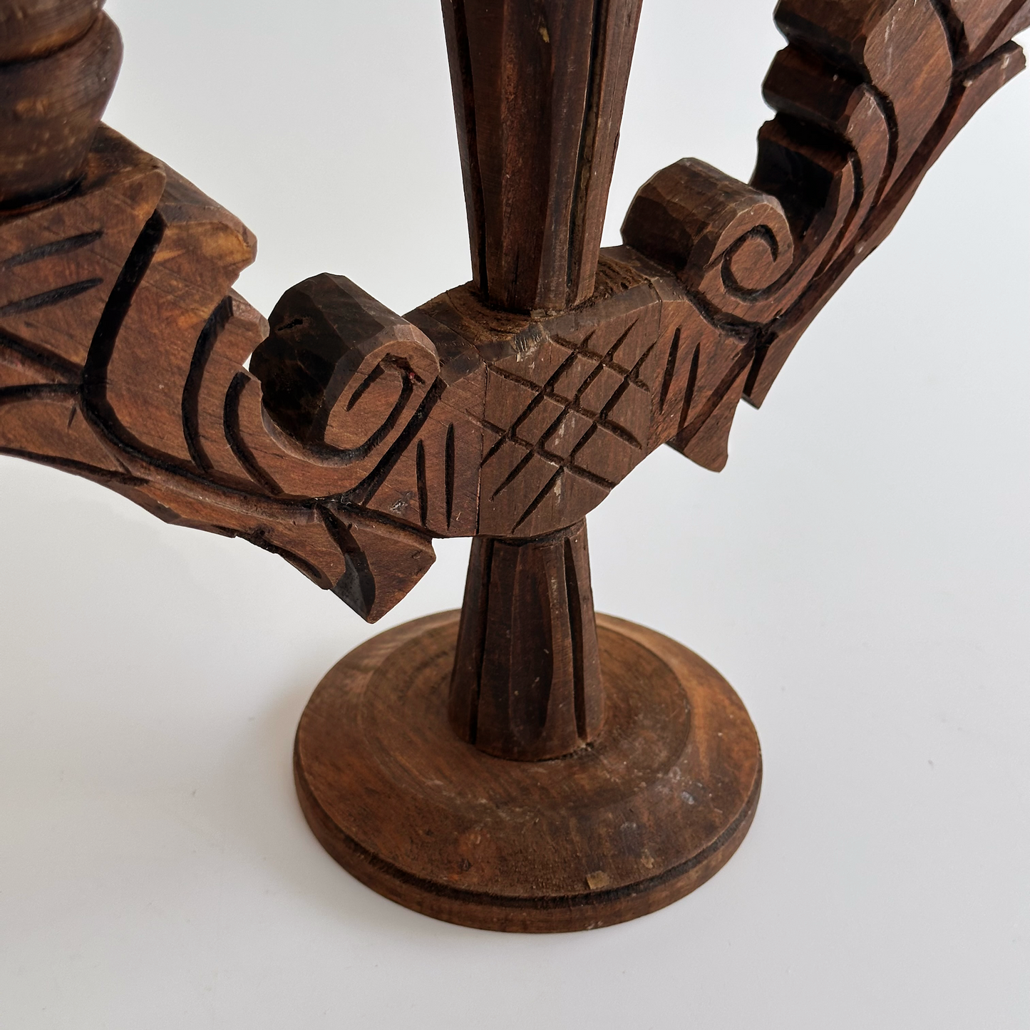 Vintage Handcarved Wood Candelabra