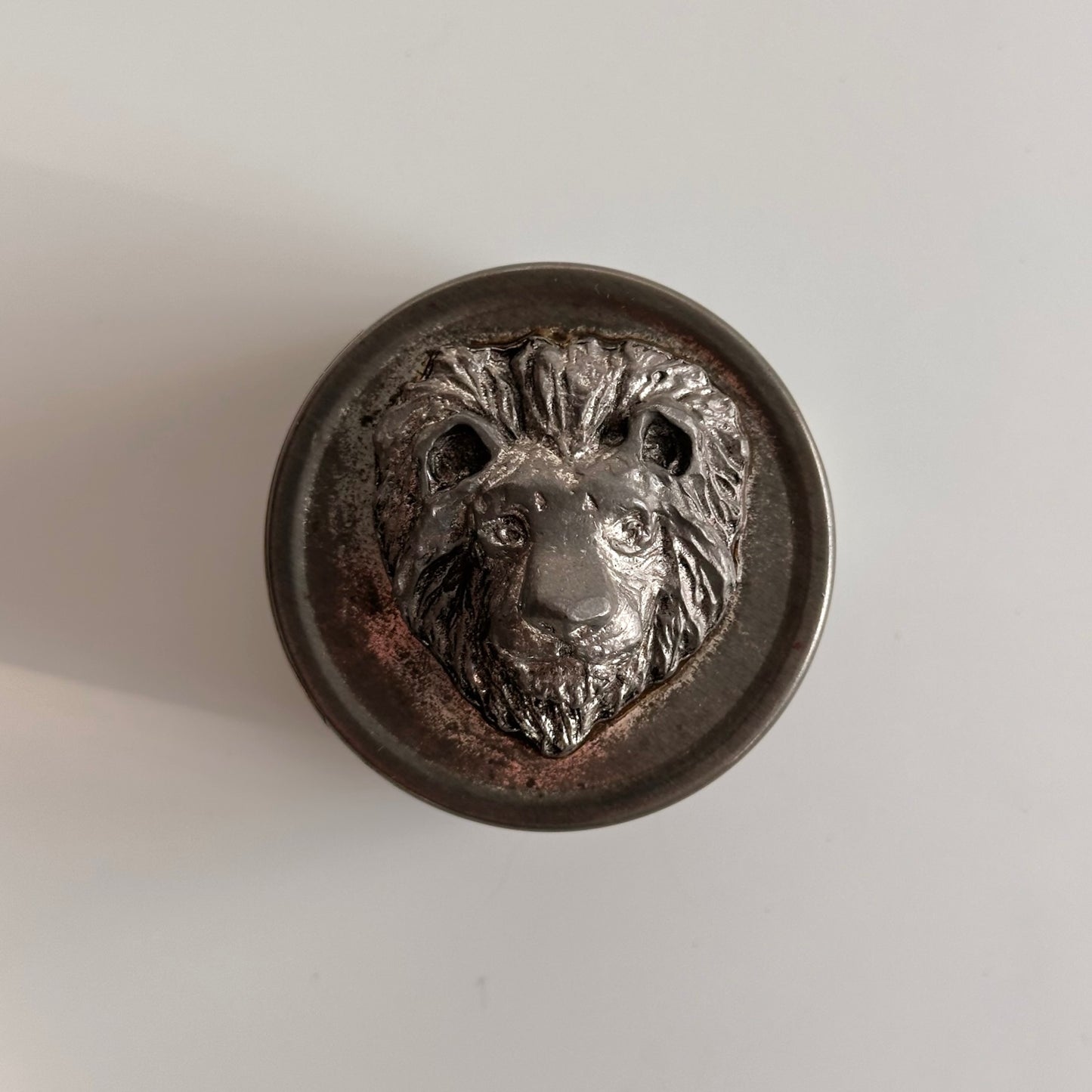 Vintage Pewter Lion's Head Tin