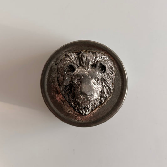 Vintage Pewter Lion's Head Tin