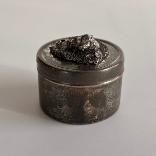 Vintage Pewter Lion's Head Tin