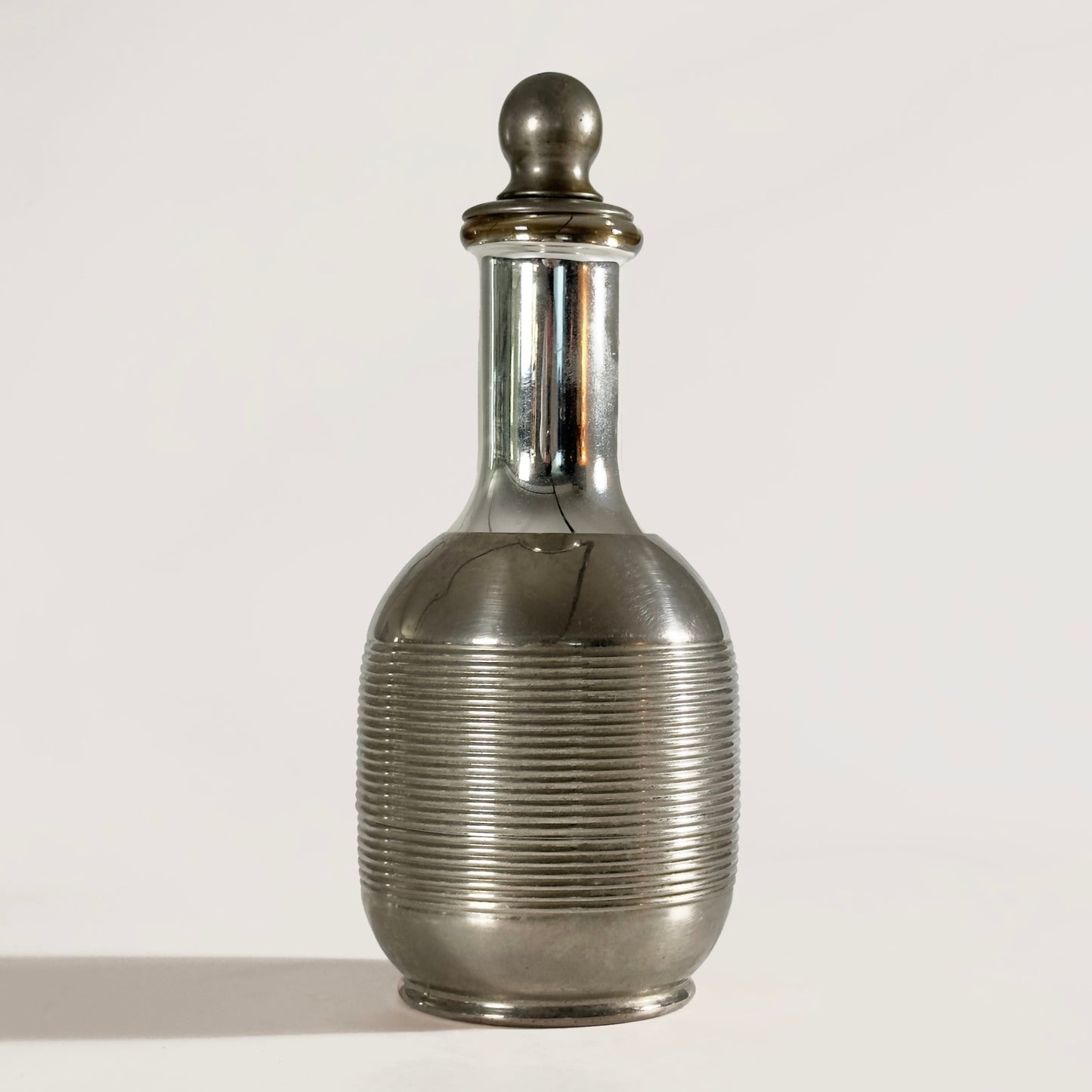 Vintage Deco-Style Glass Insulated Chrome Decanter