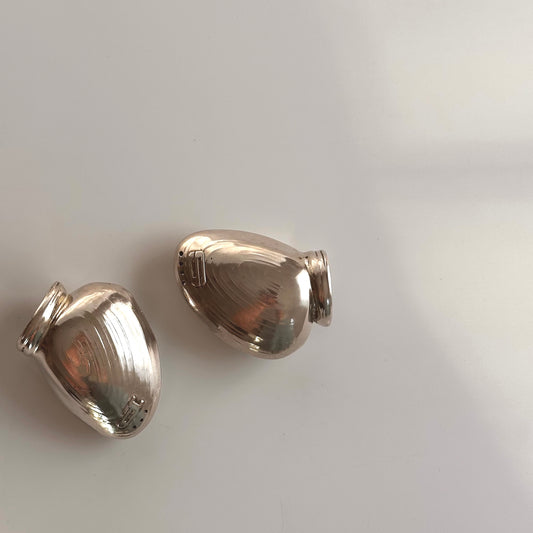 Vintage Silver Clamshell Salt and Pepper Shaker Set