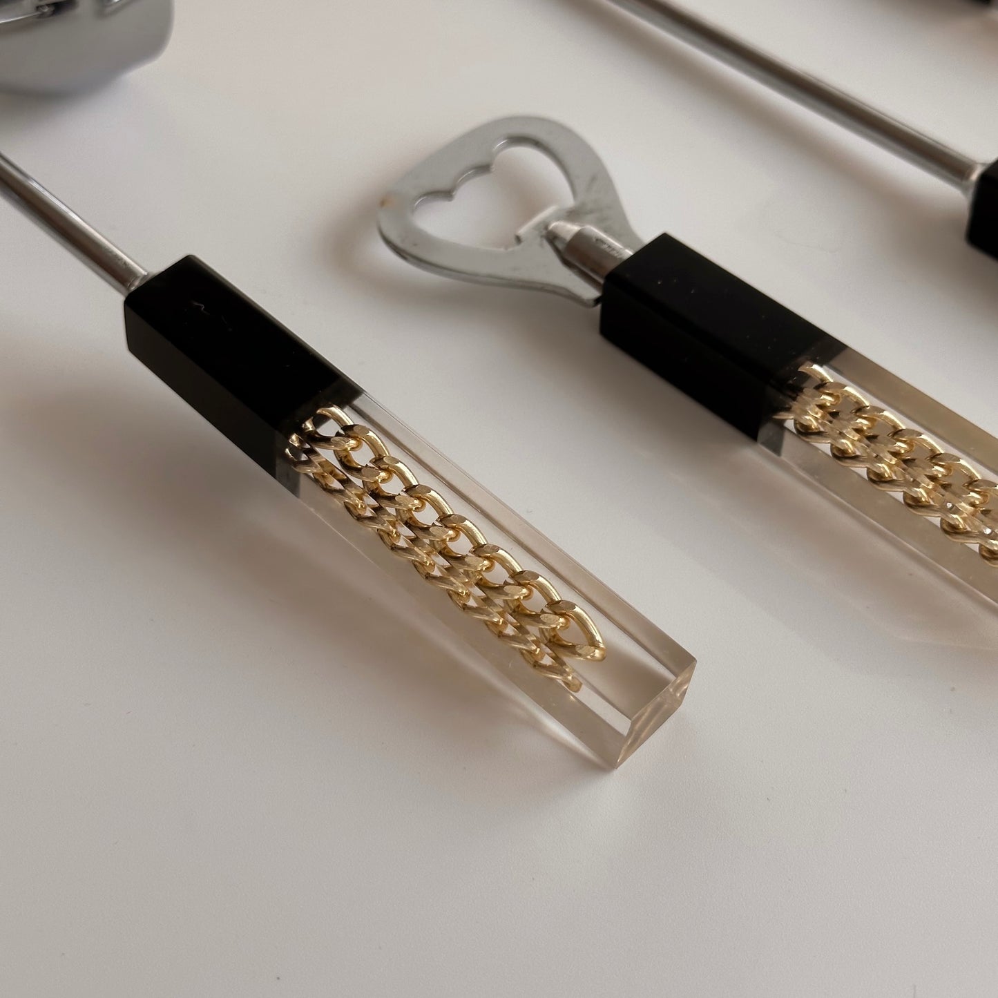 Vintage Gold Chain in Lucite Cocktail Set