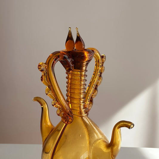 Vintage 30s Catalan Handblown Glass Dual Chamber Cruet