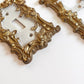Vintage Ornate Cast Metal Gold Switchplates, Pair