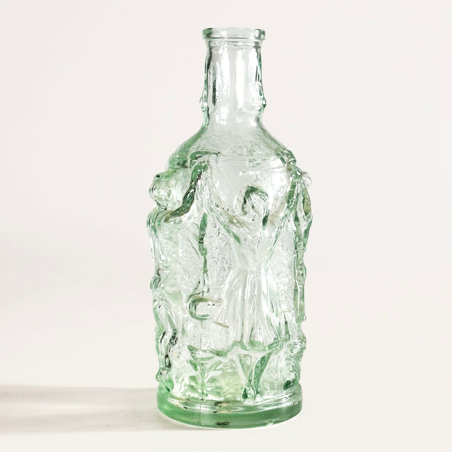 Vintage Sculptural Glass Bottle with Dancers