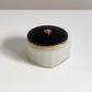 Vintage Frosted Glass Powder Box with Black Lid