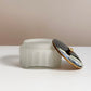 Vintage Frosted Glass Powder Box with Black Lid