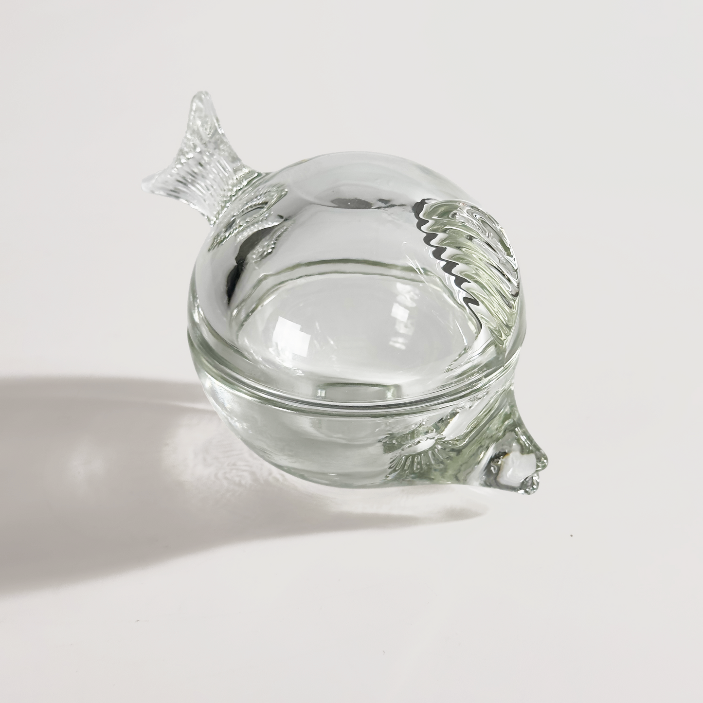 Vintage Anchor Hocking Glass Fish Spherical Box