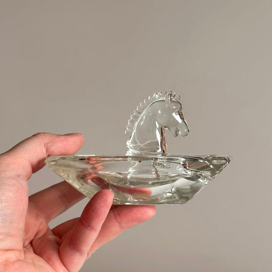 Vintage Glass Horse Ashtray or Catchall