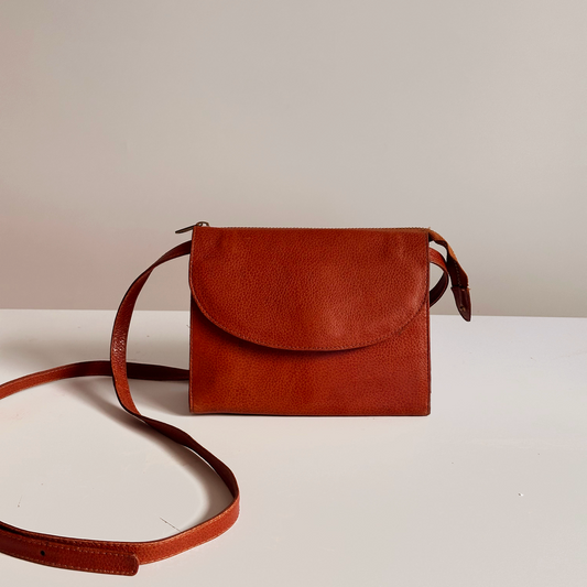 Vintage Cognac Leather Crossbody Bag