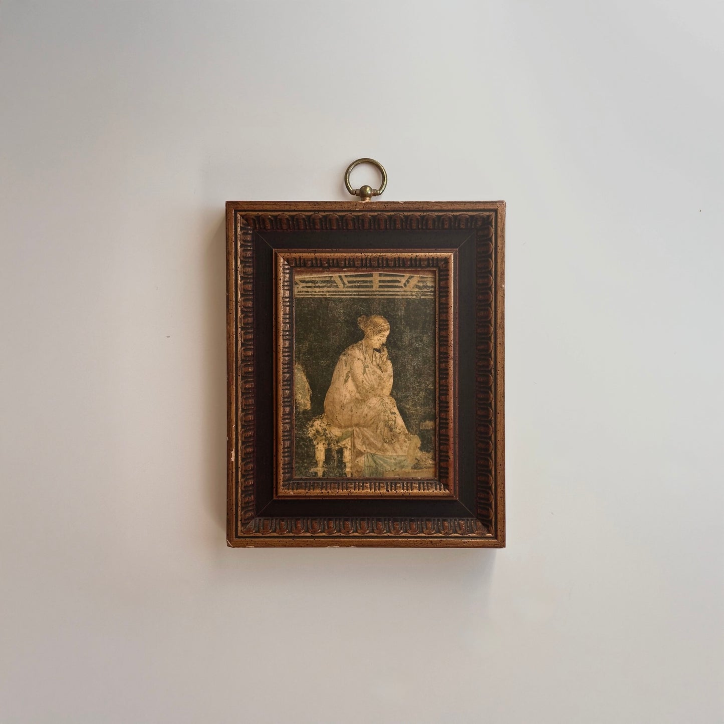 Vintage Print in Frame with Brass Detail