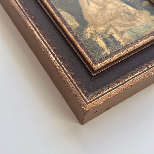 Vintage Print in Frame with Brass Detail