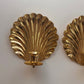 Vintage Brass Shell Wall Candle Sconces, Pair
