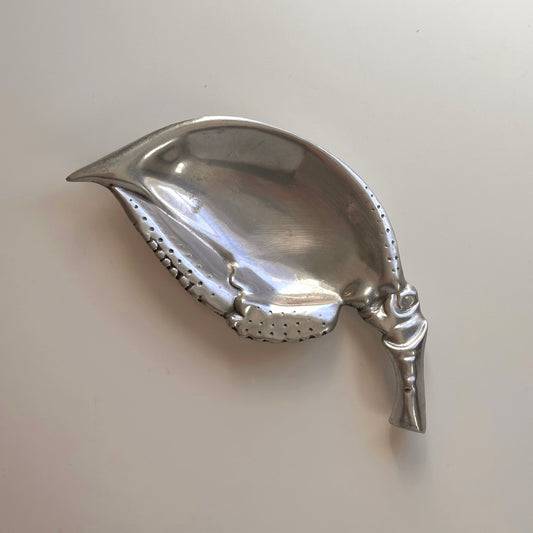 Vintage Handcrafted Lobster Claw Pewter Catchall Dish by Bruce Cox, Signed