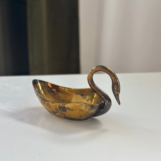 Vintage Brass Swan Dish