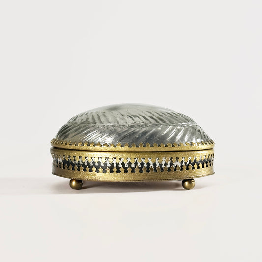 Casket-Style Silver and Gold Glass Box