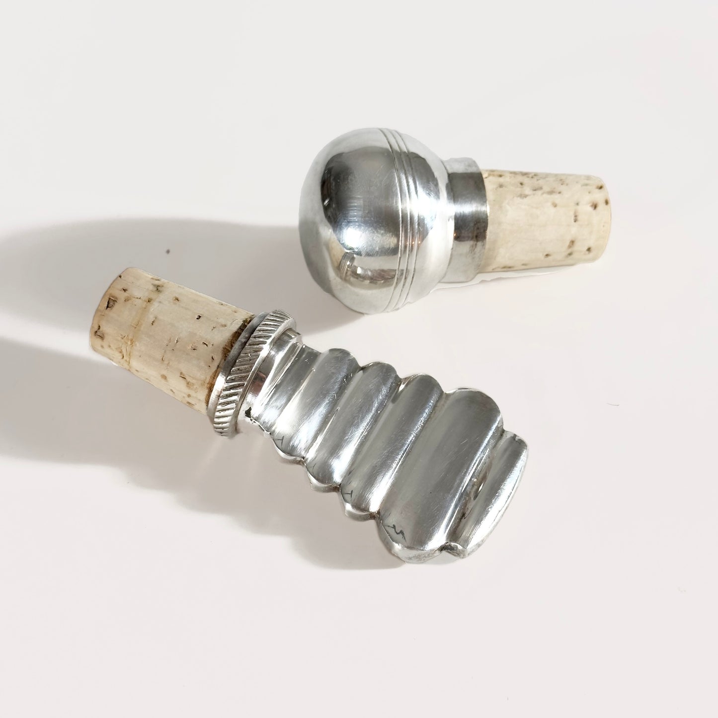 Vintage Silver-Plated Bottle Stoppers, Pair