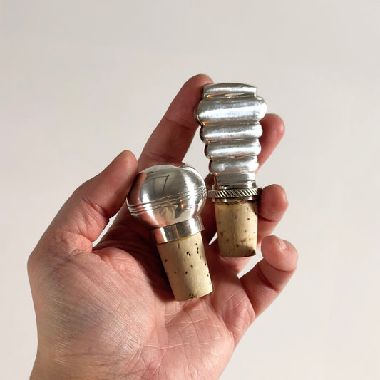 Vintage Silver-Plated Bottle Stoppers, Pair