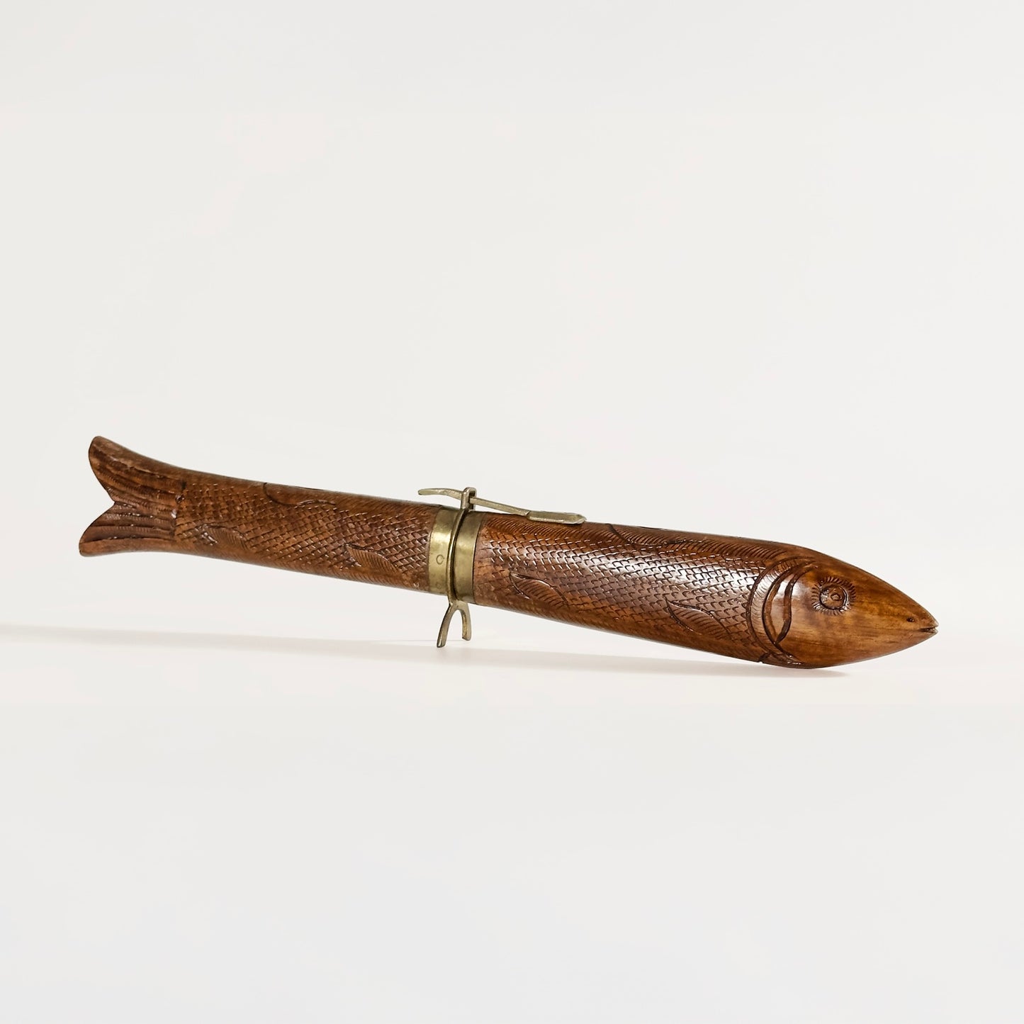 Vintage Wood and Brass Fish Sculptural Carving Tools