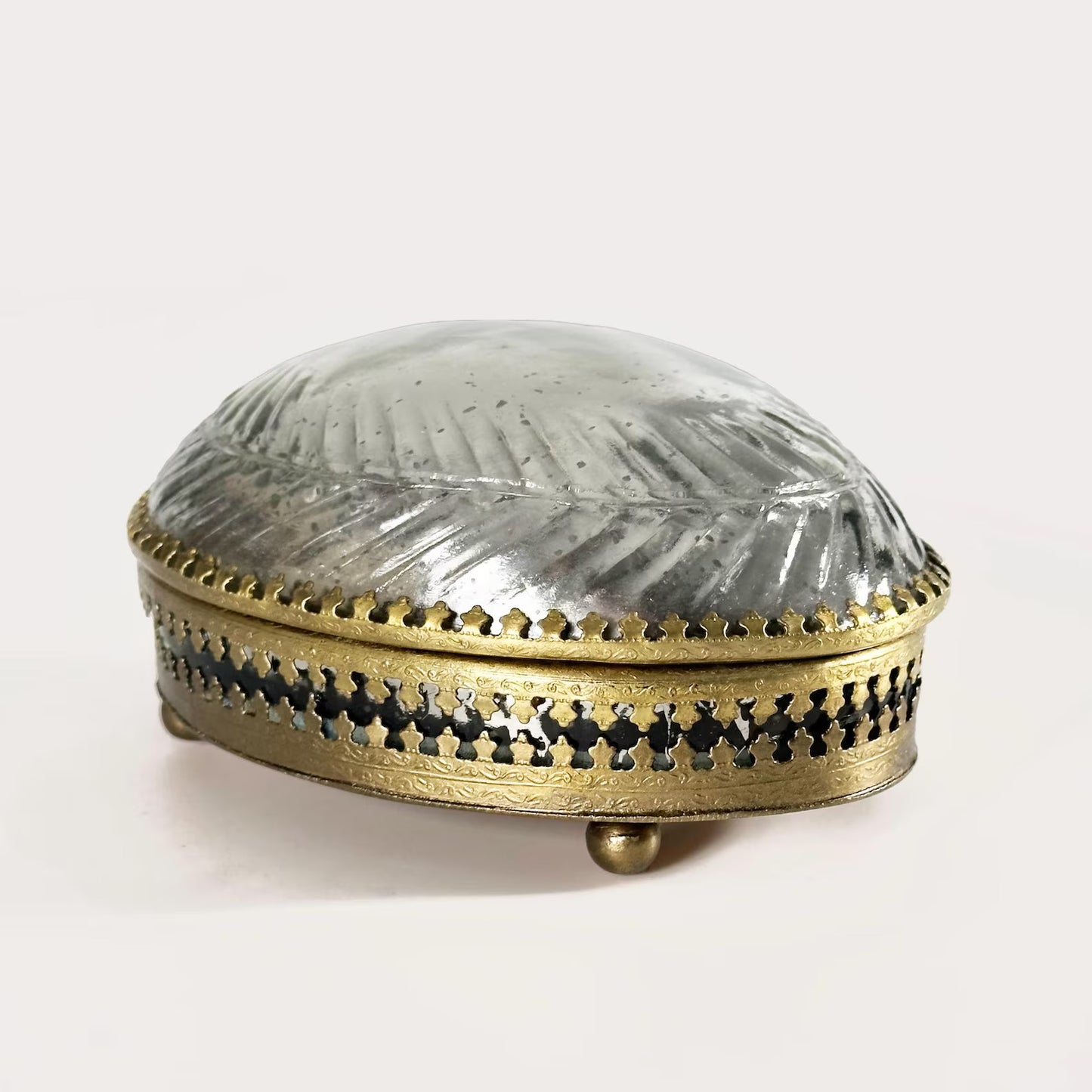 Victorian Style Brass & Glass Casket Box