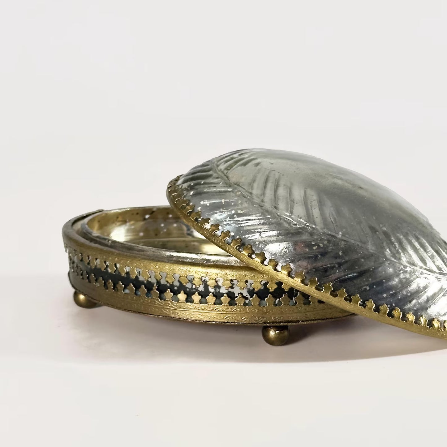 Victorian Style Brass & Glass Casket Box