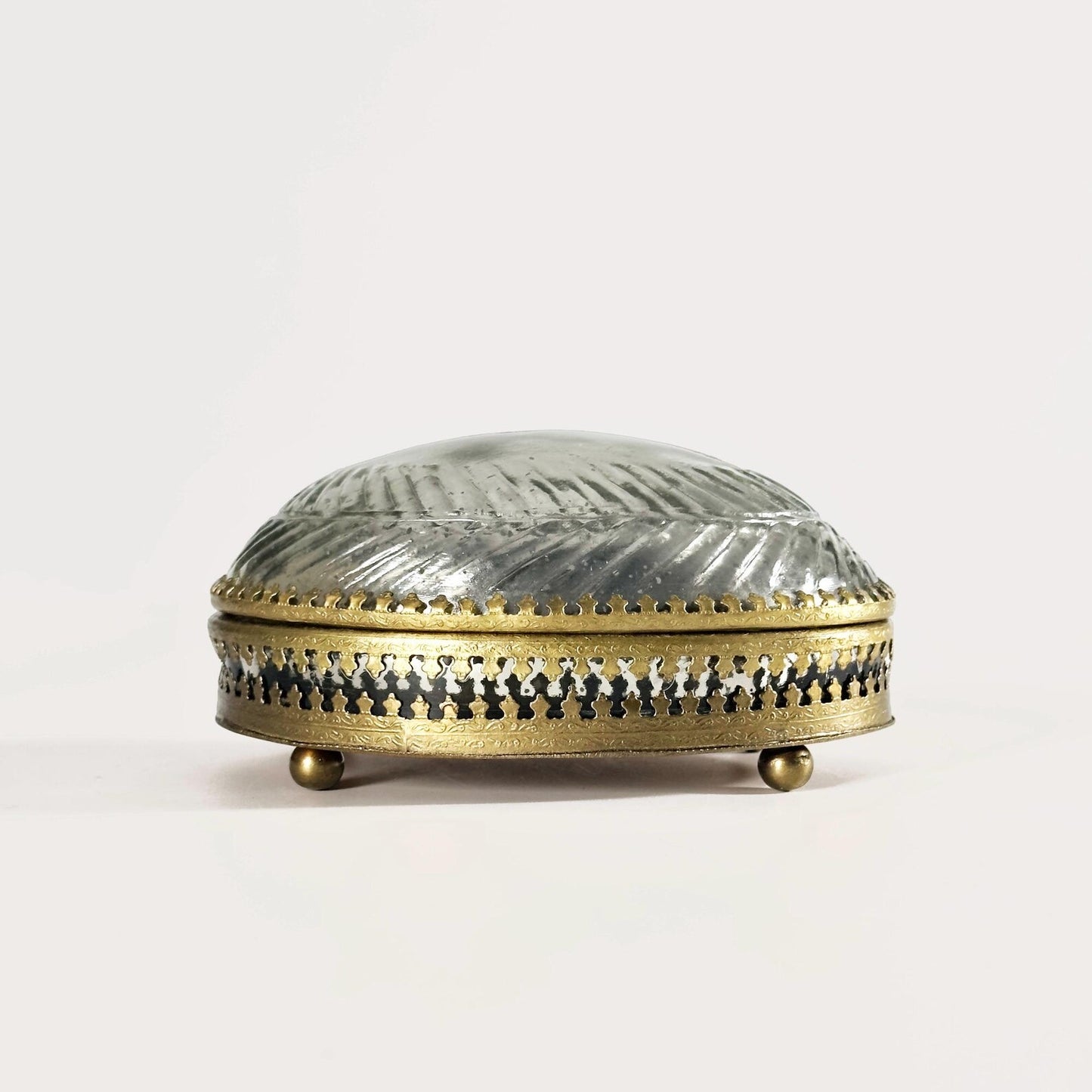 Victorian Style Brass & Glass Casket Box