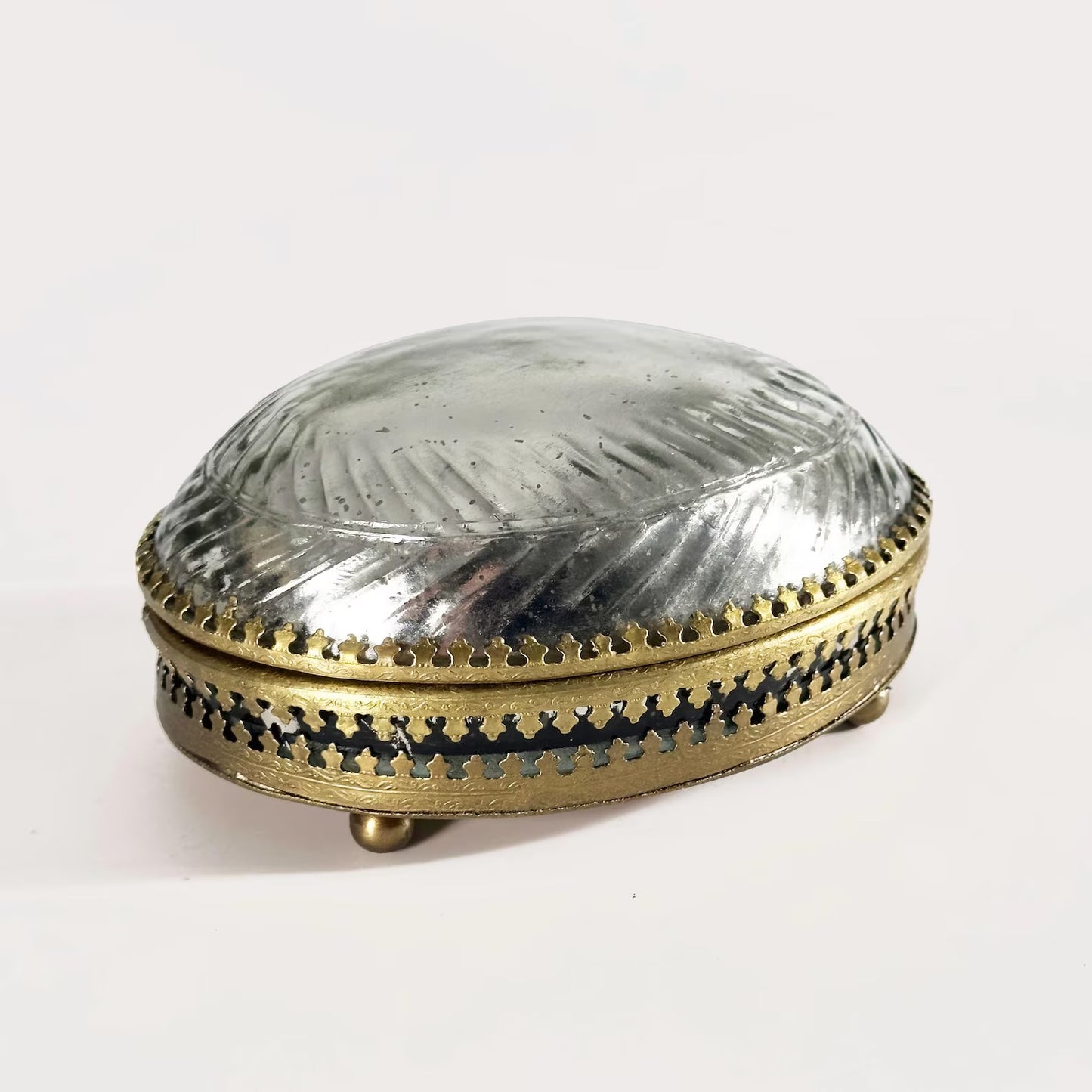 Victorian Style Brass & Glass Casket Box