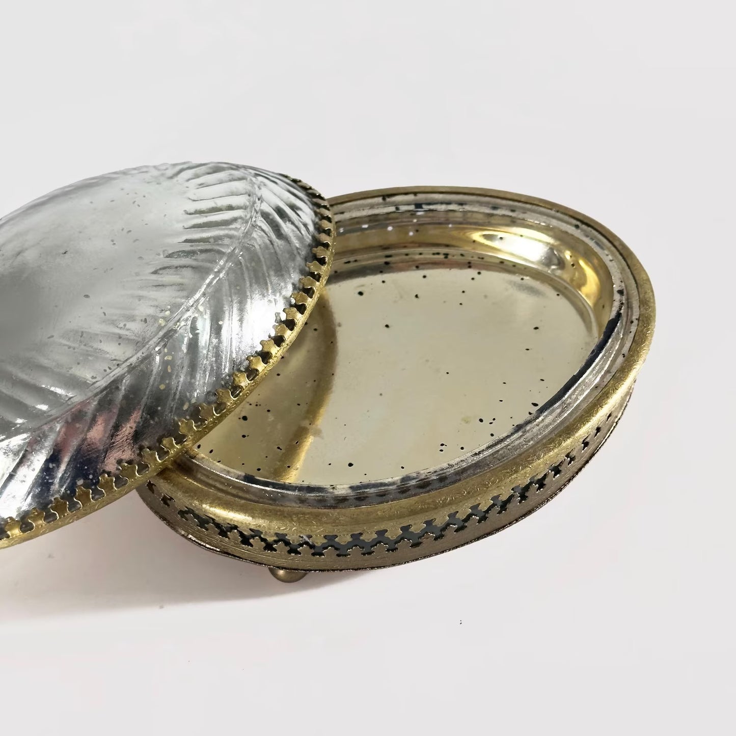 Victorian Style Brass & Glass Casket Box